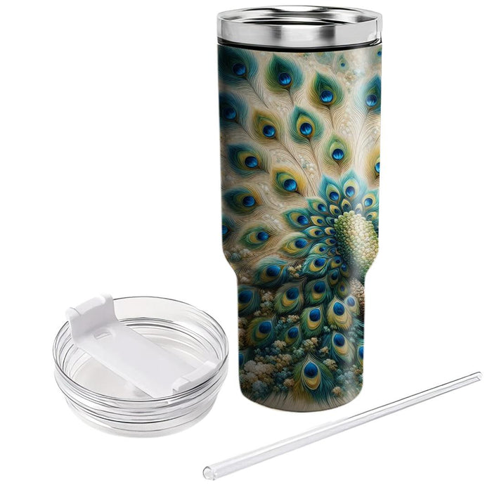 Vibrant Peacock Elegance  Personalized Tumblers