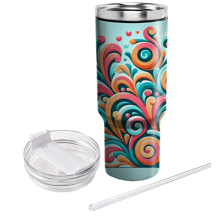 Groovy Floral Swirl  Tumbler Cups