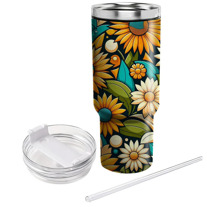 Vibrant Floral Sunshine  Tumbler Cups