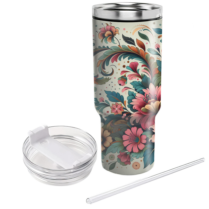 Vibrant Retro Flora  Tumbler Cups