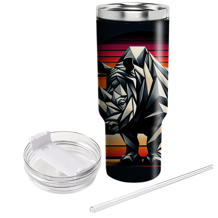 Geometric Rhino Charge  Travel Tumblers