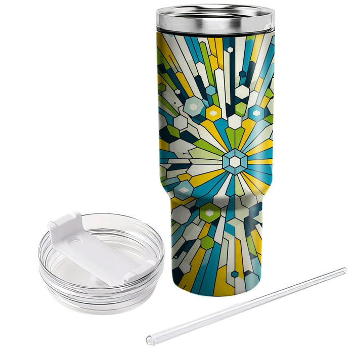 Geometric Hexagon Burst  Tumblers With Lids