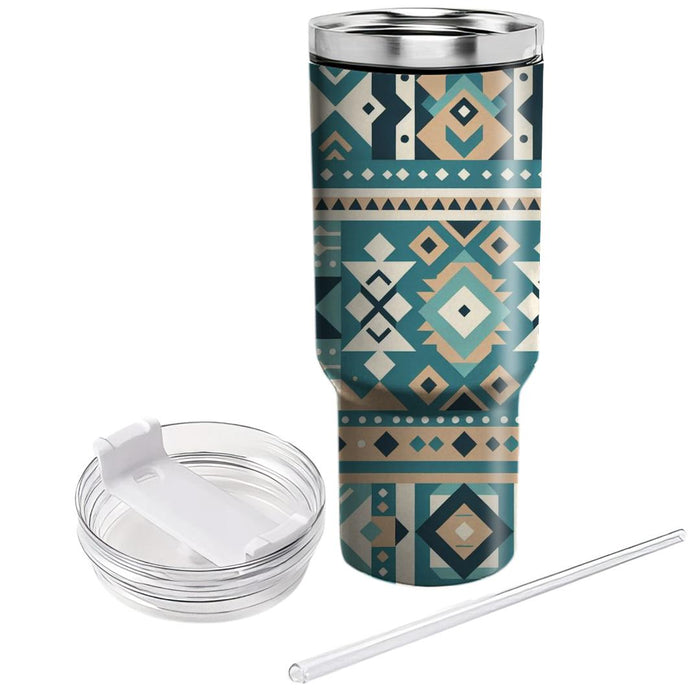 Turquoise Tribal Echoes  Tumblers With Lids