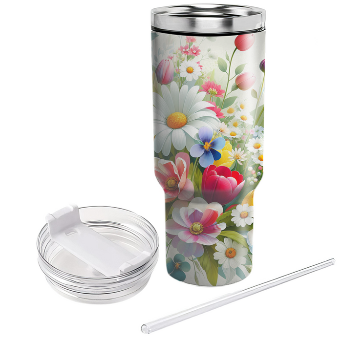 Spring Floral Whimsy  Personalized Tumblers