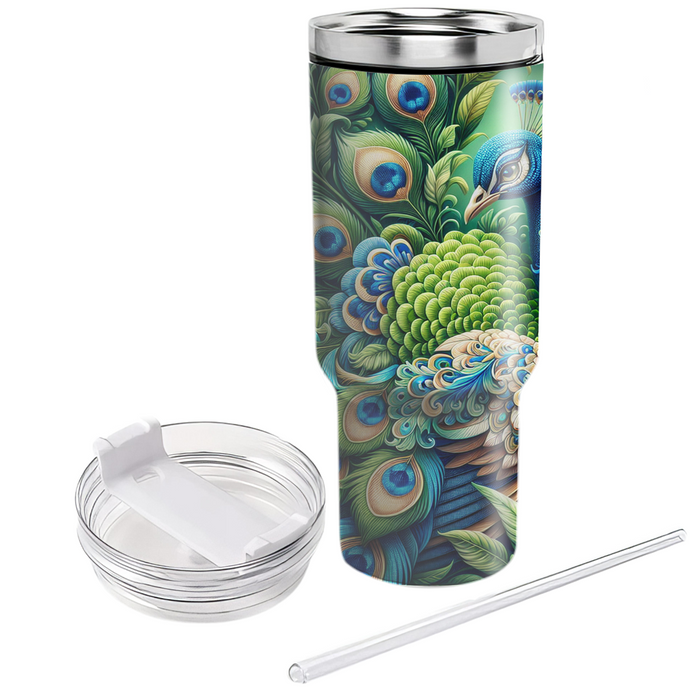 Stunning Peacock Display  Tumblers With Lids