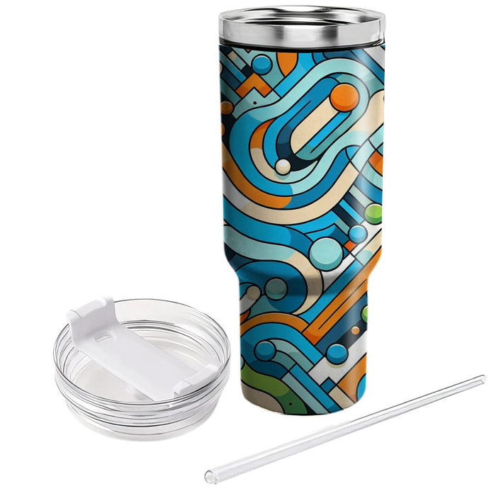 Vibrant Geometric Wave  Tumblers With Lids