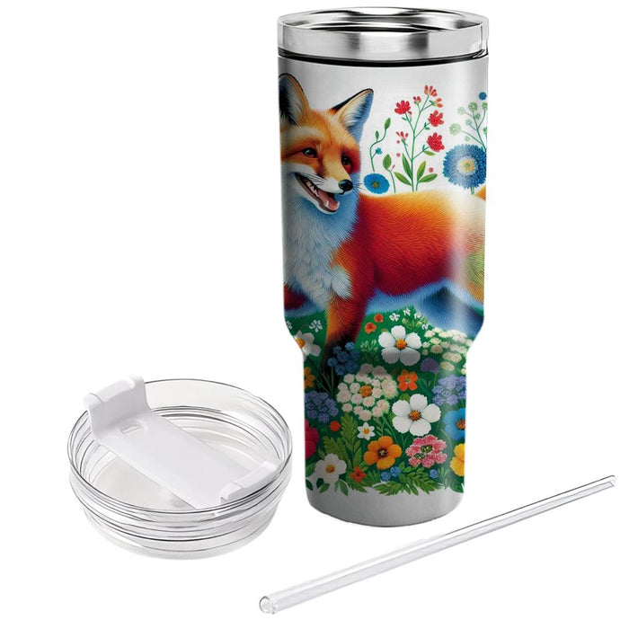 Whimsical Fox In The Flowers  Insulated Tumblers