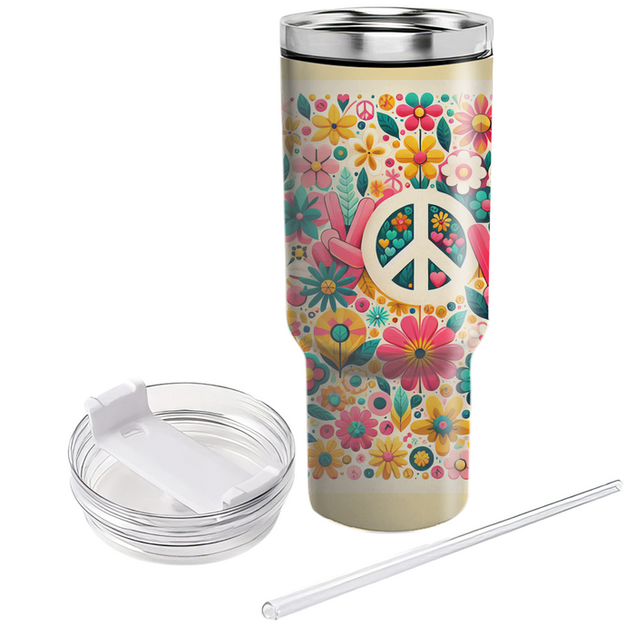 Flower Child Vibes Tumblers With Lids