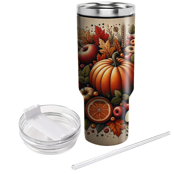 Autumn Bounty Abundance  Tumblers With Lids