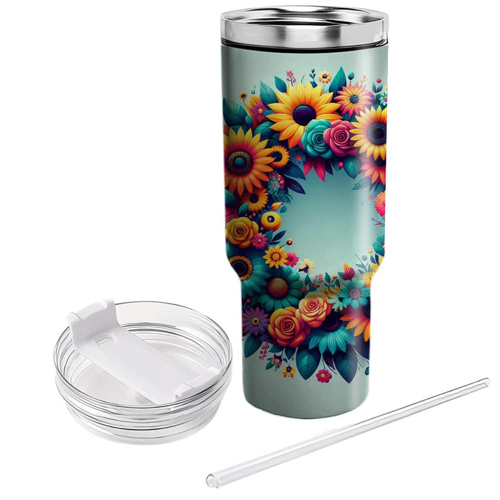 Whimsical Flower Wreath  Tumblers For Gifts