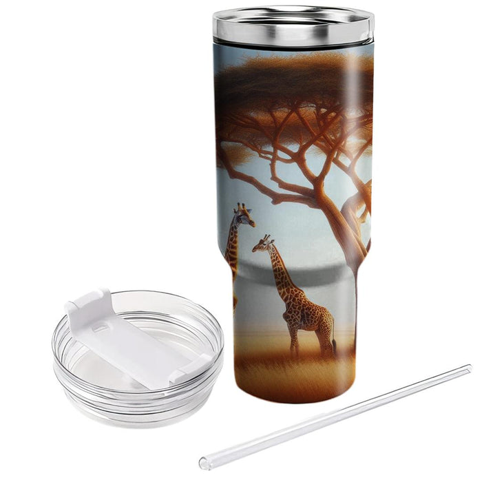 Gentle Giraffe Plains  Travel Tumblers