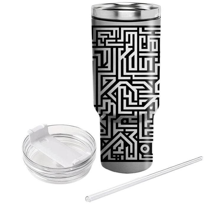 Abstract Monochrome Maze  Insulated Tumblers