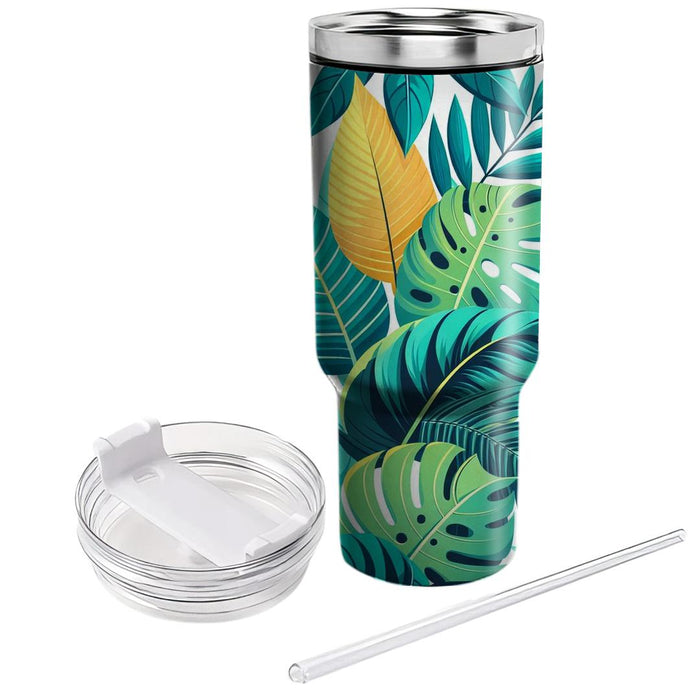 Breezy Tropical Leaf  Tumblers With Lids