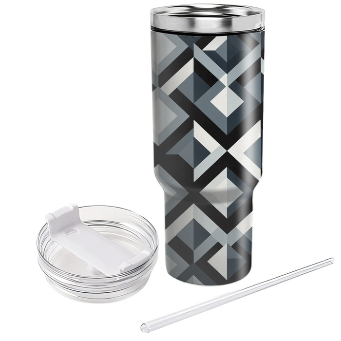 Sleek Monochrome Diamond  Insulated Tumblers