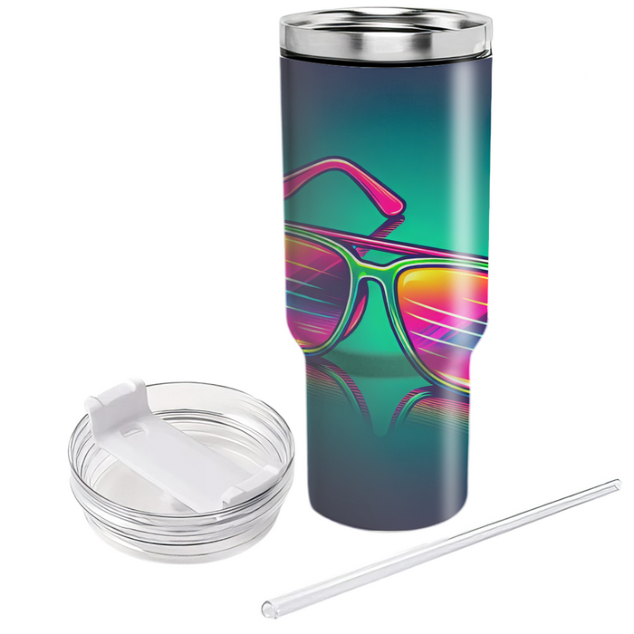 Flashy Sunglasses With Neon Frames Custom Tumblers