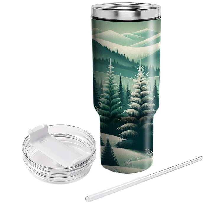 Winter Frosted Evergreen  Decorative Tumblers