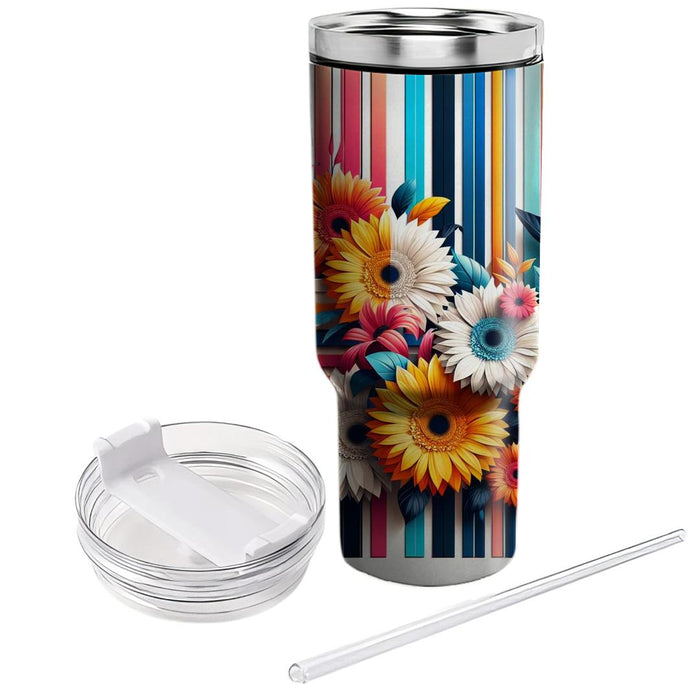 Bold Floral Stripe  Unique Tumblers