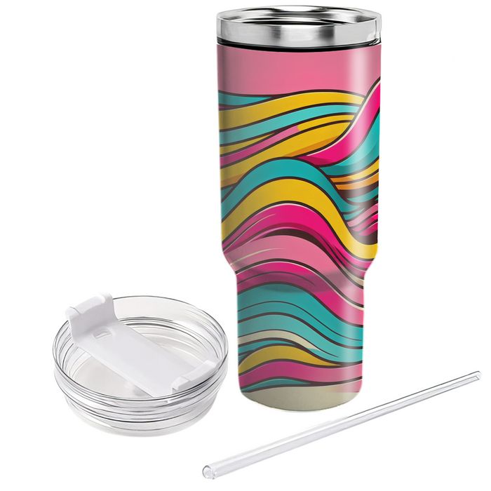 Funky Striped Waves Travel Tumblers