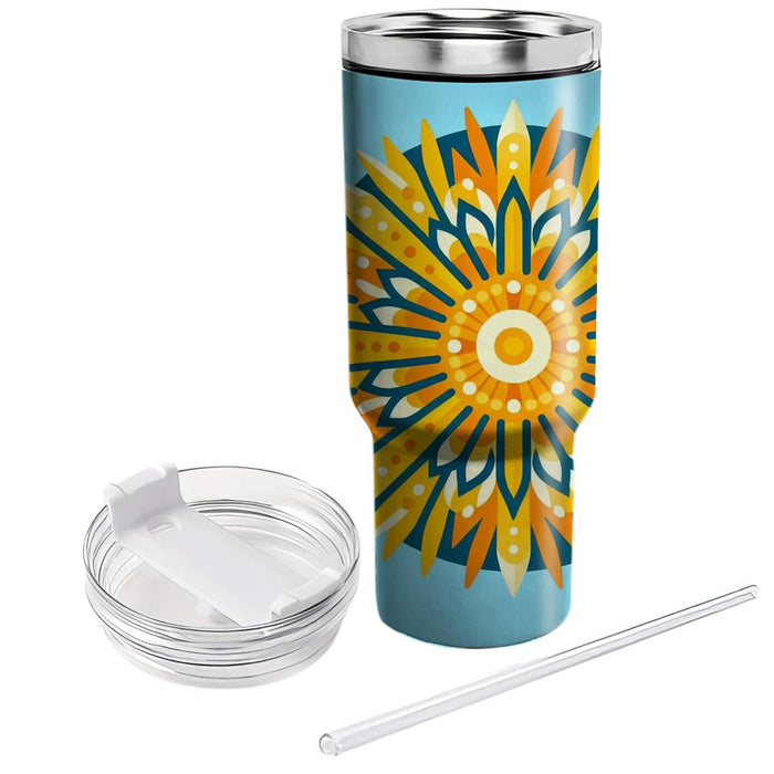 Sunny Sunburst Pattern  Travel Tumblers