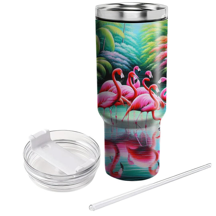 Vibrant Flamingo Lagoon  Tumblers With Lids