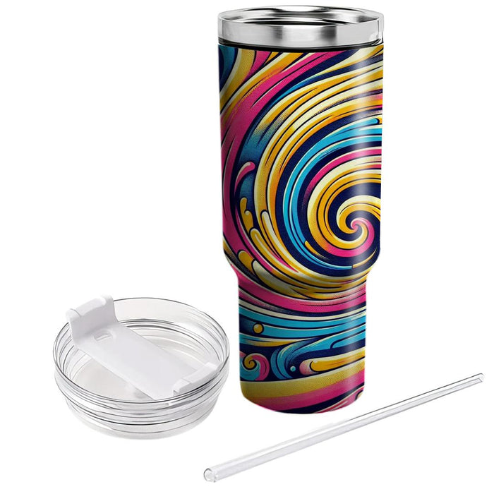 Retro Rainbow Swirl  Travel Tumblers