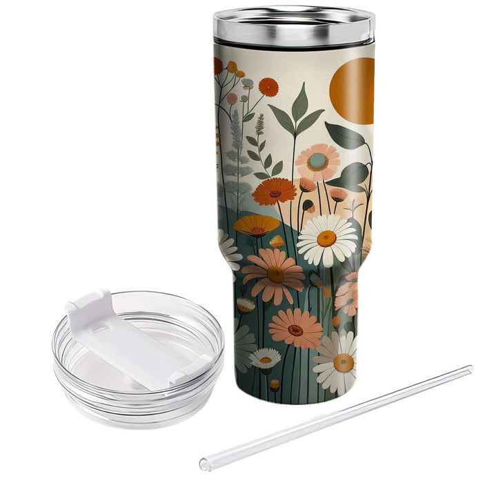 Vintage Flower Field  Tumbler Cups