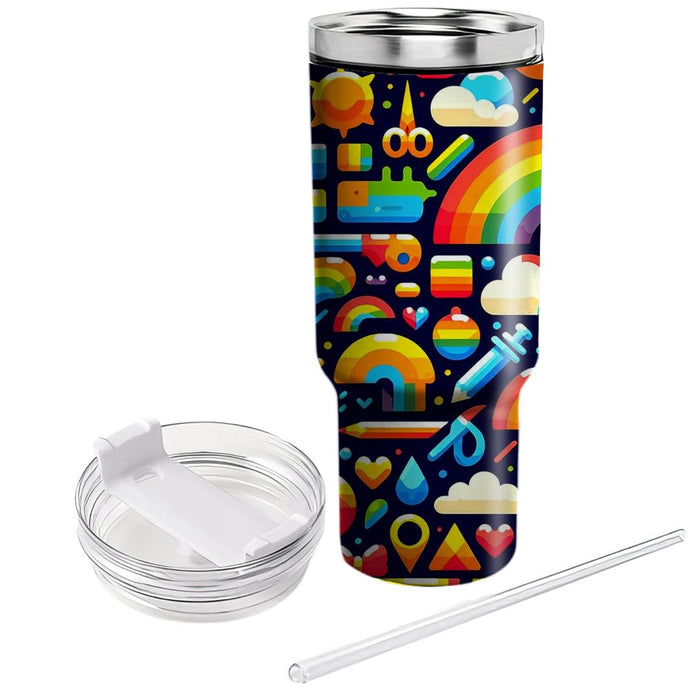 Vibrant Rainbow Stripes  Personalized Tumblers