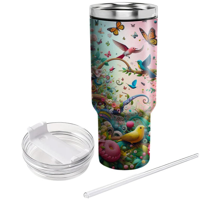 Spring Garden Fauna Tumblers With Lids