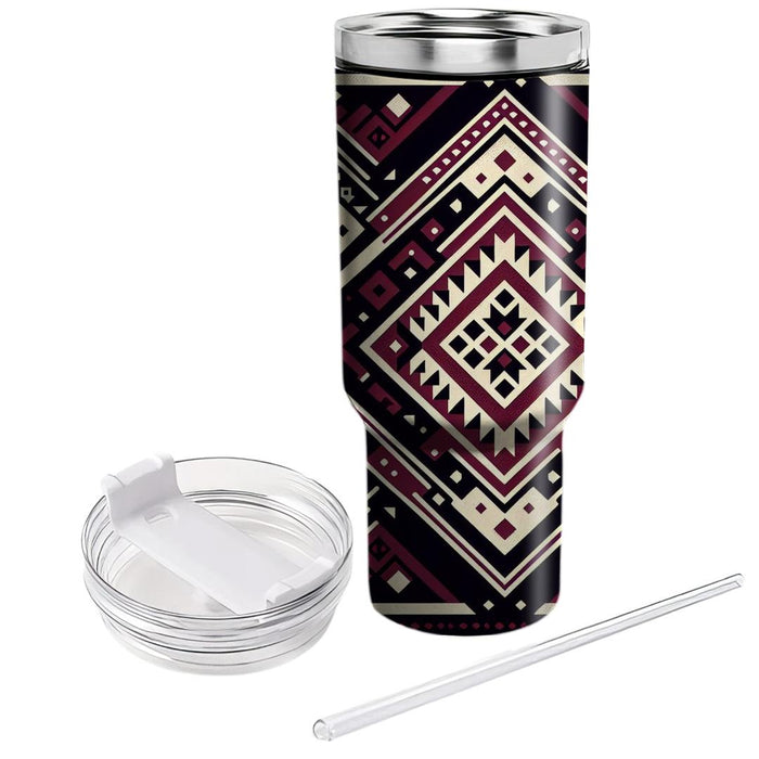 Tribal Inspired Diamond Pattern  Tumblers With Lids