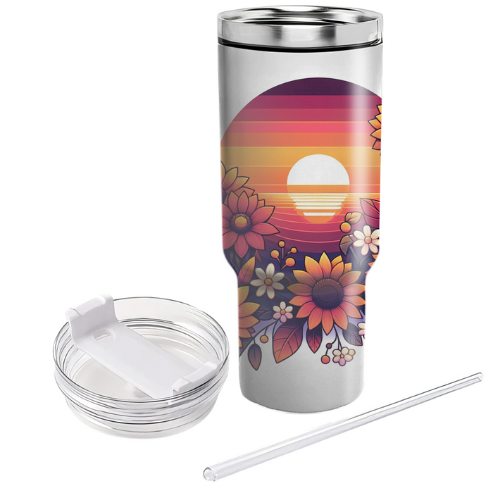 Sunset Floral Radiance  Travel Tumblers