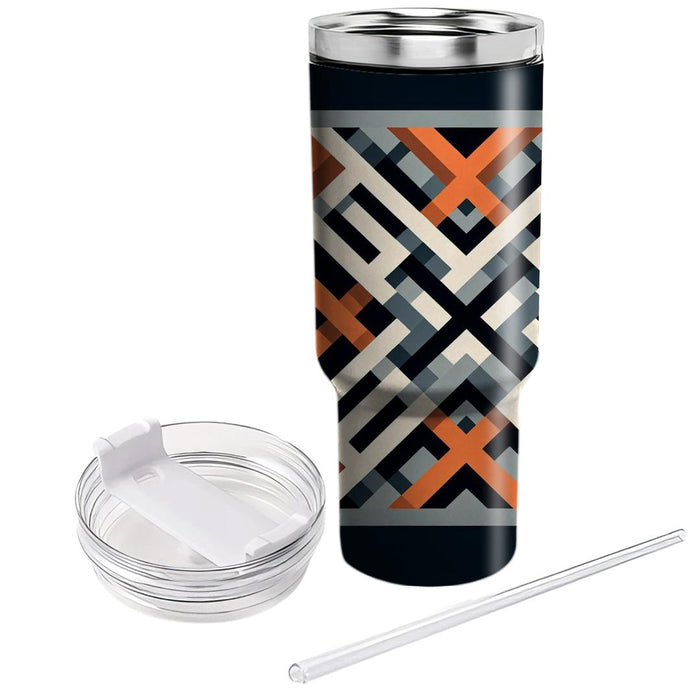 Geometric Crisscross Pattern  Personalized Tumblers