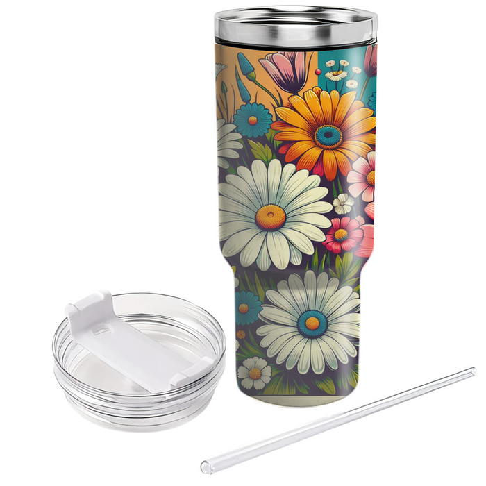 Retro Floral Bouquet  Personalized Tumblers