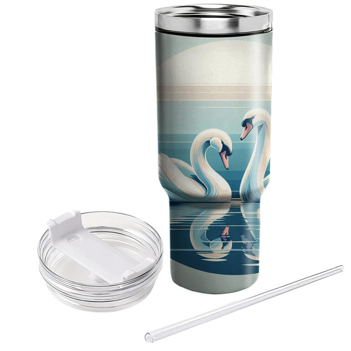 Serene Swan Elegance  Travel Tumblers