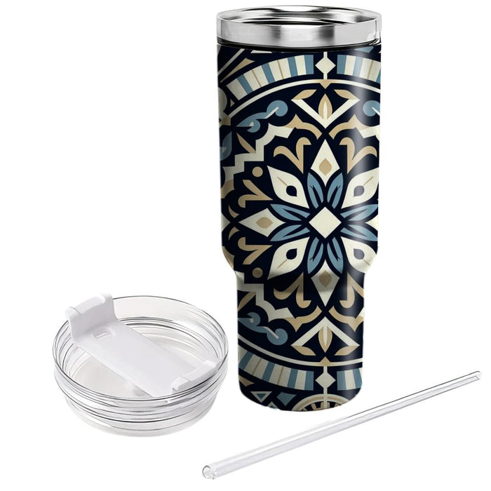 Geometric Floral Motif  Tumblers With Lids