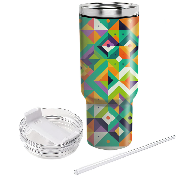 Geometric Patchwork Tumbler Cups