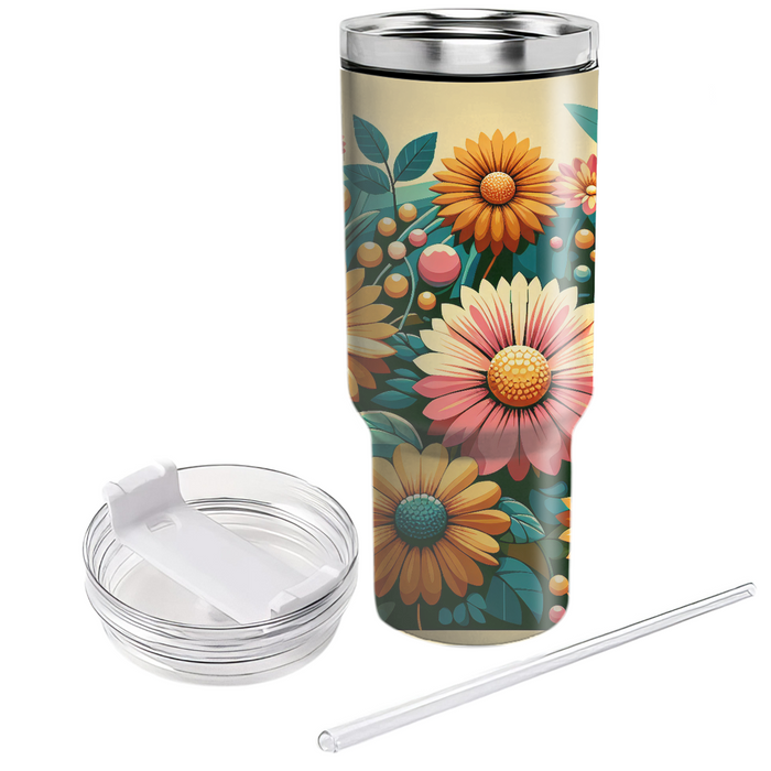 Retro Floral Medley  Tumbler Cups