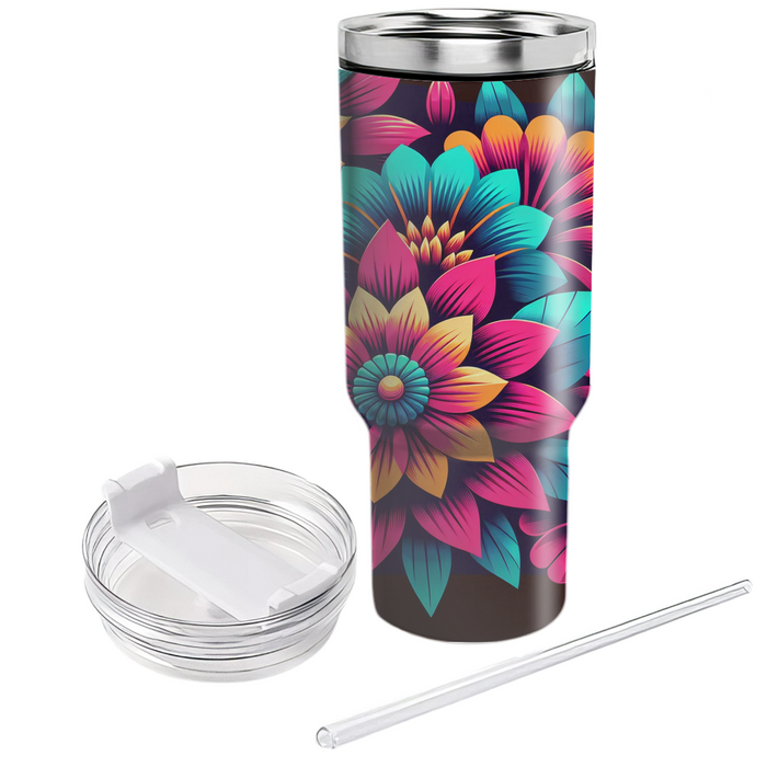 Bold Floral Retro  Tumbler Cups