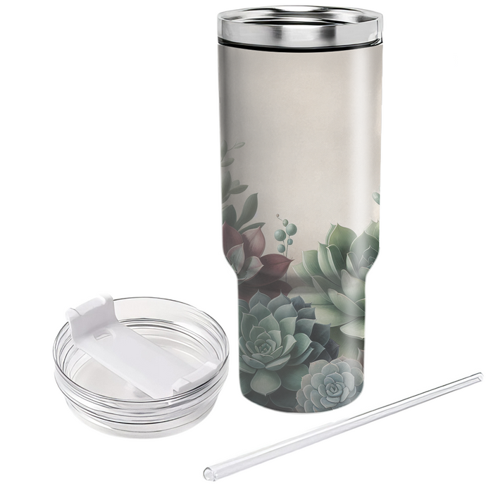 Serene Succulent Garden  Tumblers With Lids