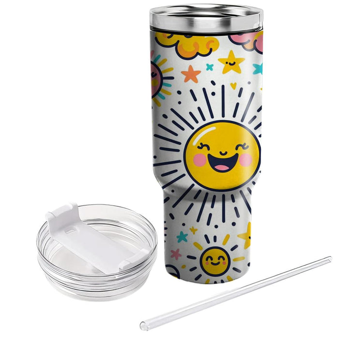 Whimsical Sunshine Burst  Unique Tumblers