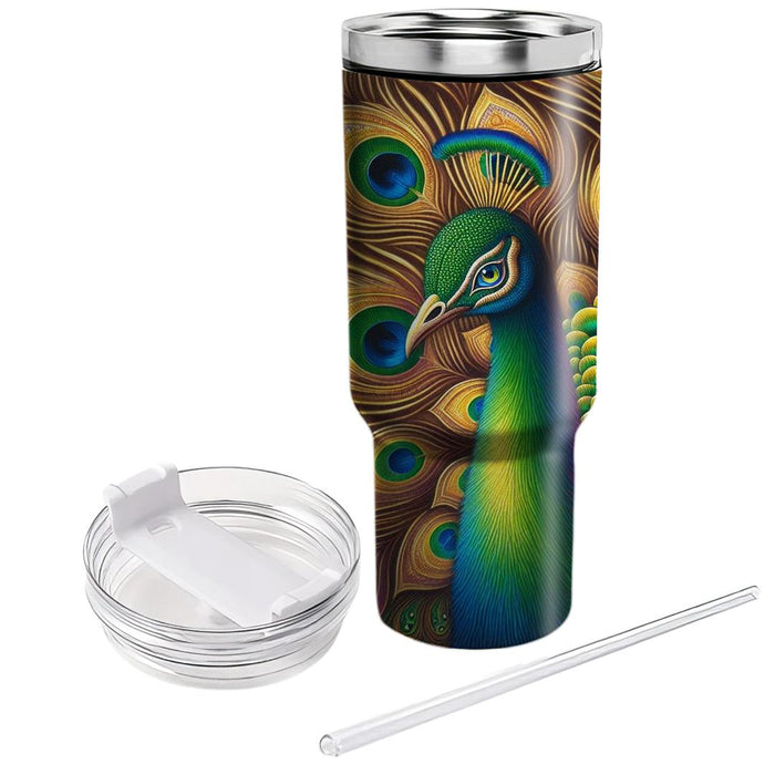 Vibrant Peacock Splendor  Tumblers With Lids