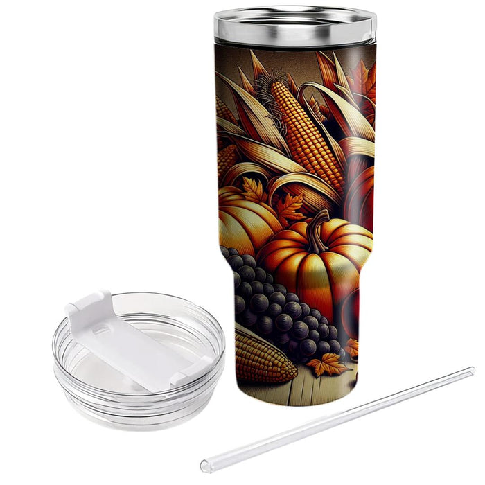 Autumn Harvest Feast Tumblers With Lids