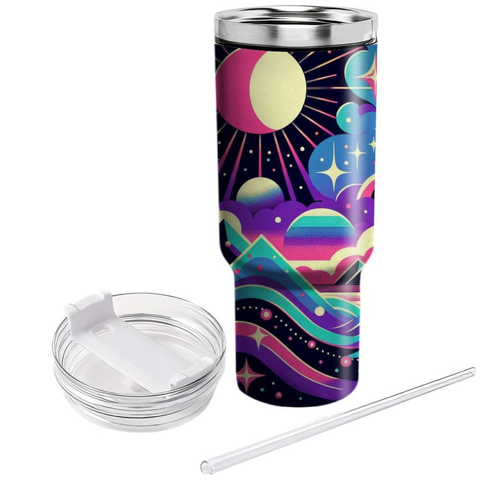 Retro Futuristic Landscape  Unique Tumblers