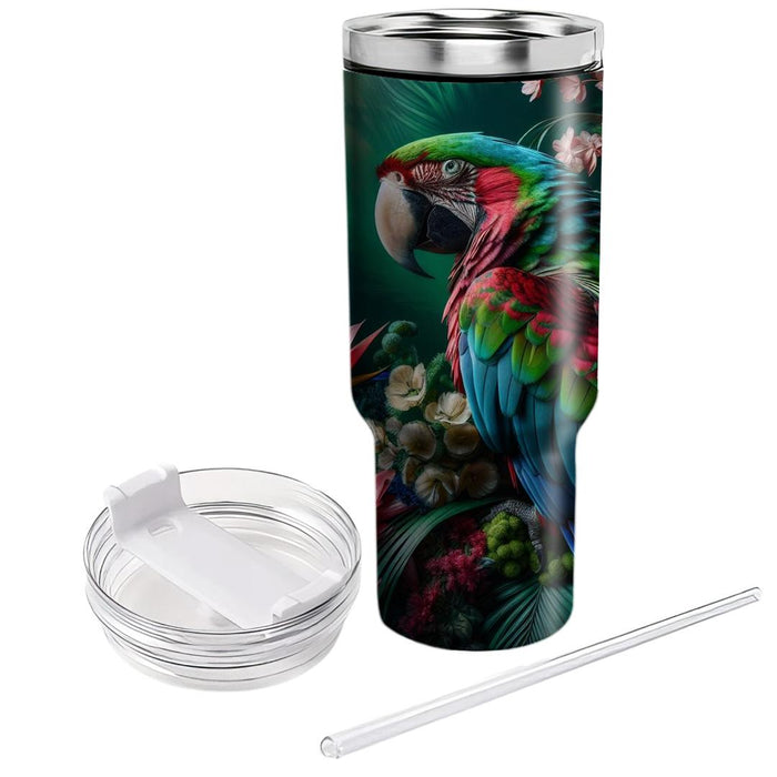 Vibrant Macaw Jungle  Personalized Tumblers