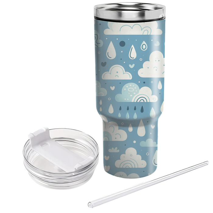 Whimsical Clouds And Raindrops  Decorative Tumblers