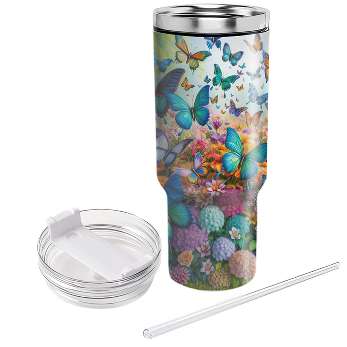 Vibrant Butterfly Blooms  Tumblers With Lids