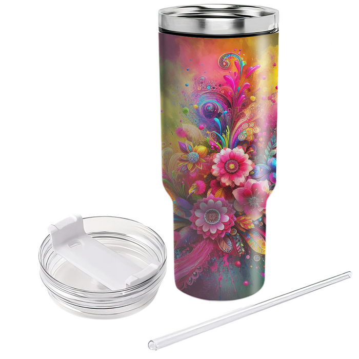 Joyful Blooms - A Holi Festival  Decorative Tumblers