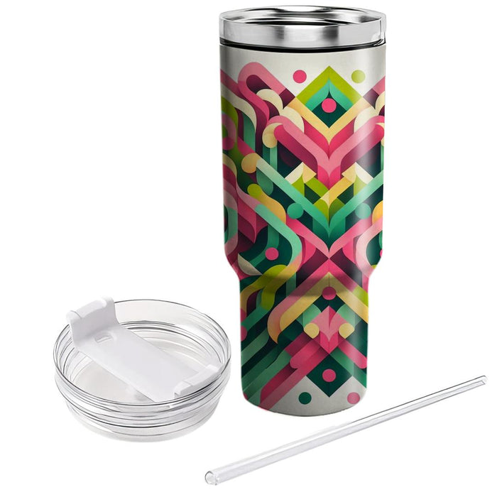 Geometric Floral Cascade  Travel Tumblers