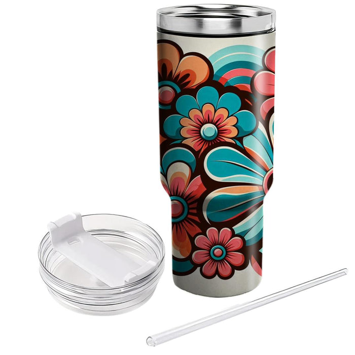 70s  Floral Explosion  Tumblers With Lids