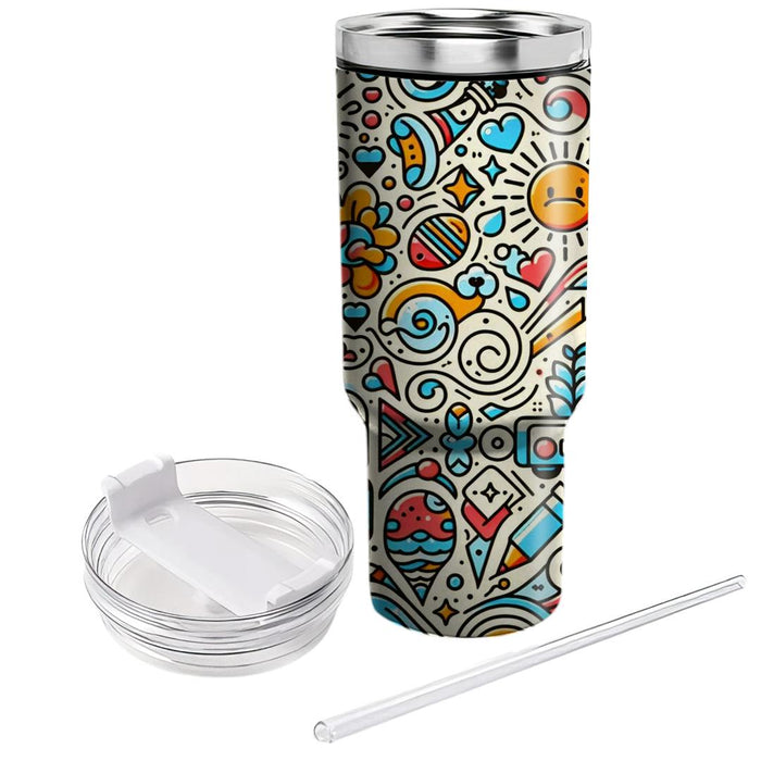 Retro Doodle Pattern  Insulated Tumblers