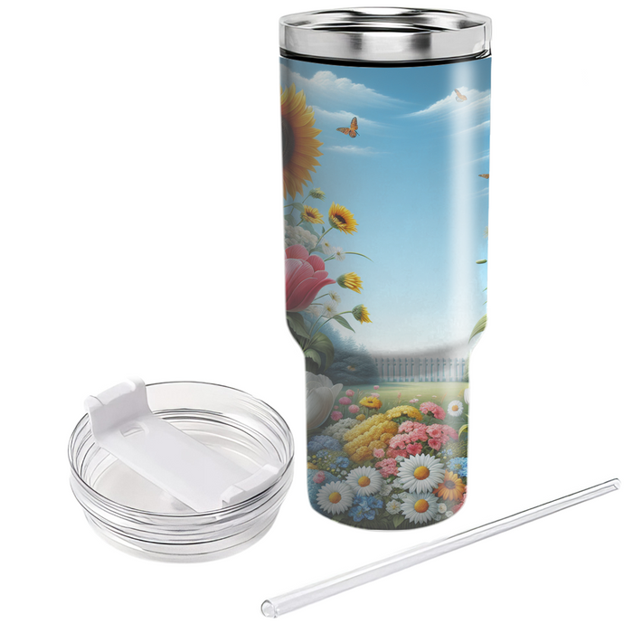 Breezy Flower Garden  Tumblers With Lids